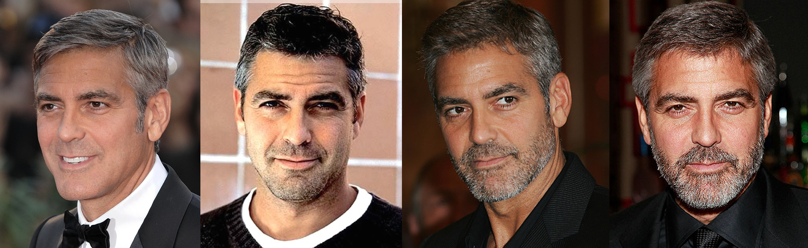 George Clooney with increasing facial hair